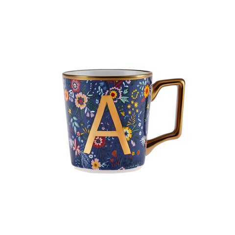 Karaca Flower Porcelain Letter A Mug, 350ml, Multi