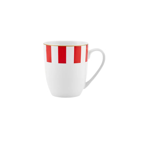 Karaca Circus Porcelain Mug, 330ml, Red White Gold