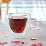 Karaca Pia Double Wall Glass Heart Mug, 160ml, Transparent