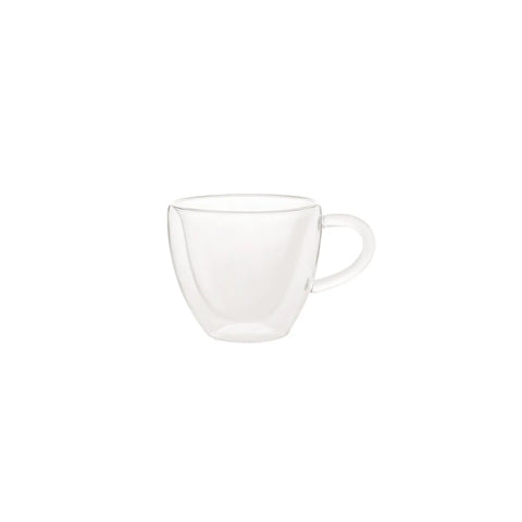 Karaca Pia Double Wall Glass Heart Mug, 160ml, Transparent