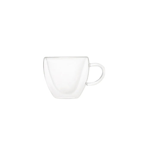 Karaca Pia Double Wall Glass Heart Mug, 220ml, Transparent