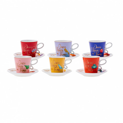 Karaca Fairy Tale 12 Piece Porcelain Espresso Turkish Coffee Cup Set for 6 People, 80ml, Multi