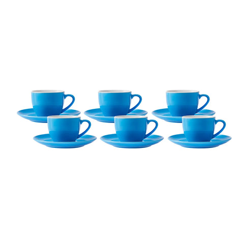 Karaca 12 Piece New Generation Bone Espresso Turkish Coffee Cup Set for 6 People, 80ml, Blue