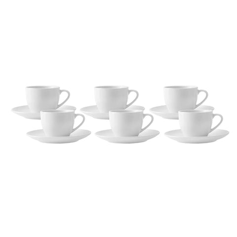 Karaca New Generation Bone 12 Piece Espresso Turkish Coffee Cup Set for 6 People, 80ml, White