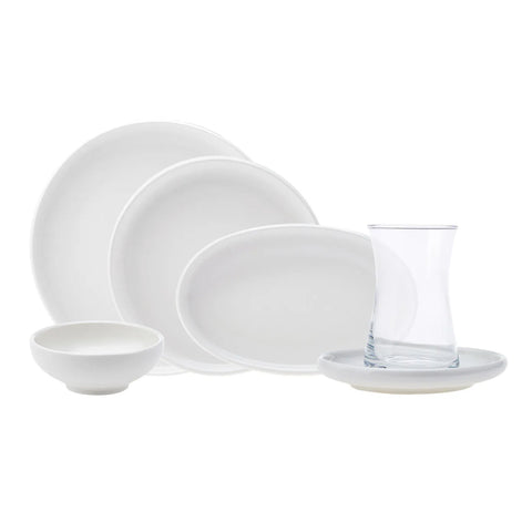 Karaca Cordelia 26-Piece Porcelain Serveware Set for 6 People, White