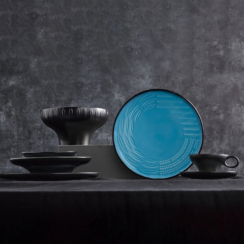 Karaca Fit Collection Stoneware CerealSoup Bowl, 20cm, Blue Black