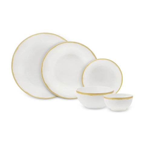 Karaca Elenco 30-Piece Porcelain Dinner Set for 6 People, White Multi