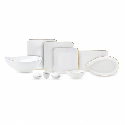 Karaca Elinor 30-Piece Porcelain Dinner Set for 6 People, Gold White