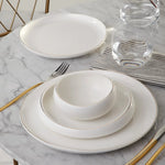 Karaca Streamline Hole 24-Piece Porcelain Dinner Set for 6 People, White Gold