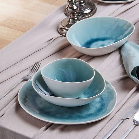 Karaca 24-Piece Reactive Glaze Dinner Set for 6 People, Turquoise