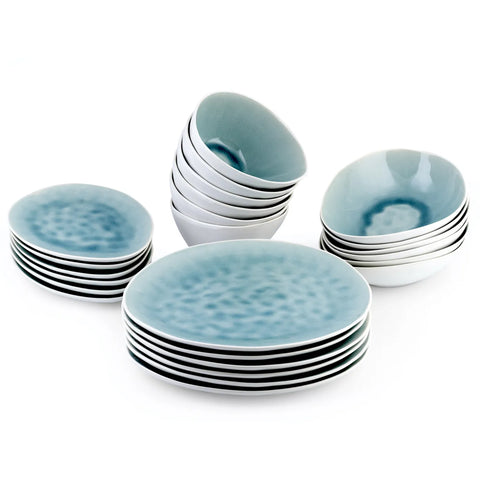 Karaca 24-Piece Reactive Glaze Dinner Set for 6 People, Turquoise