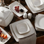 Karaca Talia 60-Piece Porcelain Dinner Set for 12 People, Platinium