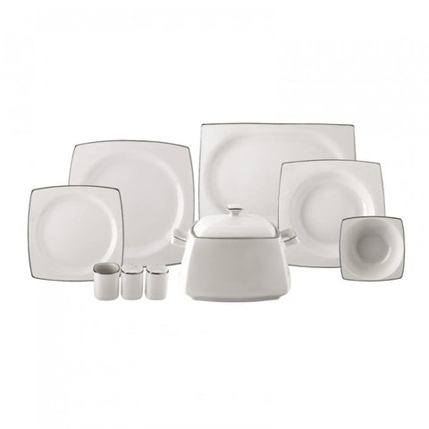 Karaca Talia 60-Piece Porcelain Dinner Set for 12 People, Platinium