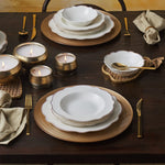 Karaca Daisy 24-Piece Porcelain Dinner Set for 6 People, White Rose Gold