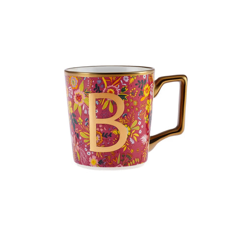 Karaca Flower Porcelain Letter B Mug, 350ml, Multi