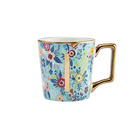 Karaca Flower Porcelain Letter I Mug, 350ml, Multi