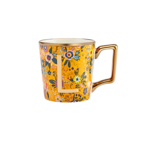 Karaca Flower Porcelain Letter L Mug, 350ml, Multi