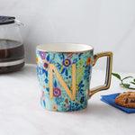 Karaca Flower Porcelain Letter N Mug, 350ml, Multi