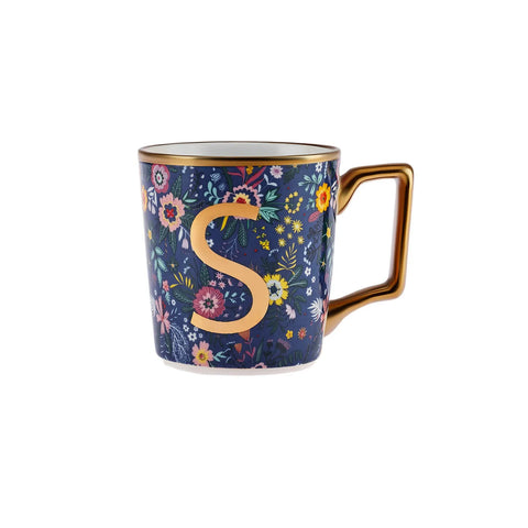 Karaca Flower Porcelain Letter S Mug, 350ml, Multi