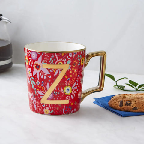 Karaca Flower Porcelain Letter Z Mug, 350ml, Multi