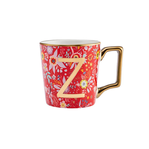 Karaca Flower Porcelain Letter Z Mug, 350ml, Multi