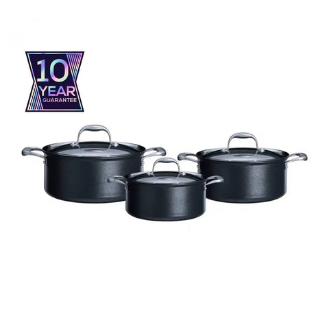 Karaca BioDiamond Pro 6-Piece Non-Stick Induction Cookware Set, Medium, Black