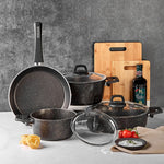 Karaca Blackgold Biogranite 7-Piece Non-Stick Cookware Set, Black Gold