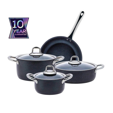 Karaca BioDiamond Steel Plus 7-Piece Non-Stick Induction Cookware Set, Black Silver