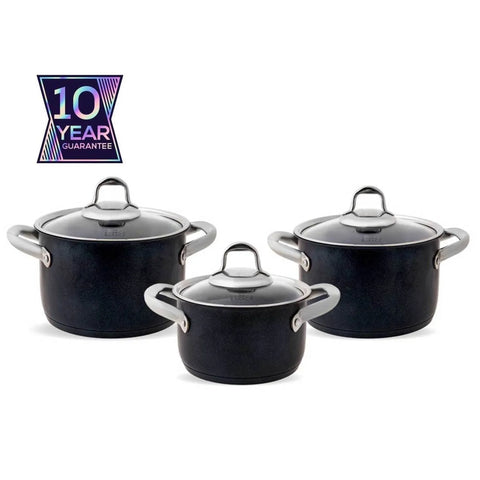 Karaca BioDiamond Steel Plus 6-Piece Non-Stick Induction Cookware Set, Midi, Black Silver