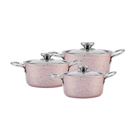 Karaca Ivy Biogranite 6-Piece Cookware Set, Rose Silver