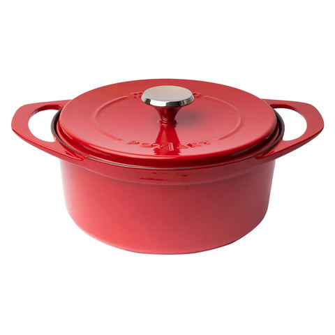 Pot Art Cast Iron Induction Stockpot with Lid, 24cm, Red