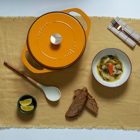 Pot Art Cast Iron Induction Stockpot with Lid, 24cm, Yellow