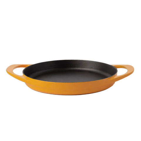 Pot Art Cast Iron Induction Shallow Stock Pot, 22cm, Yellow