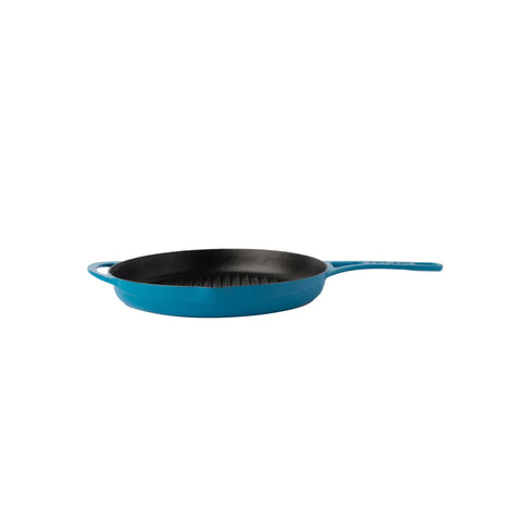 Pot Art Cast Iron Induction Griddle Pan, 28cm, Blue