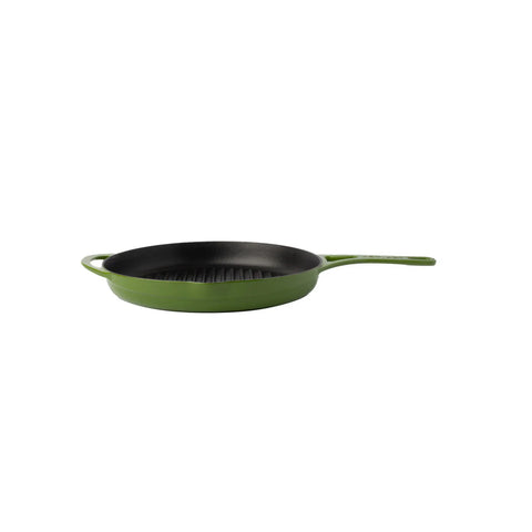 Pot Art Cast Iron Induction Griddle Pan, 28cm, Green