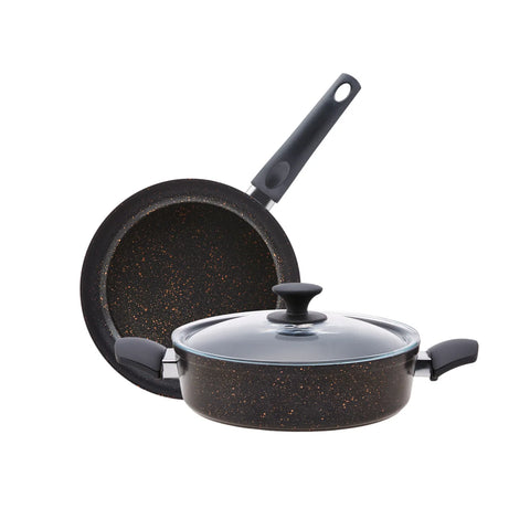 Karaca Blackgold Biogranite 3-Piece Induction Cookware Set, Black Gold