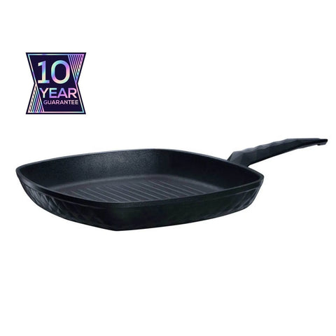 Karaca BioDiamond Non-Stick Antibacterial Handle Induction Griddle Pan, 28cm, Black