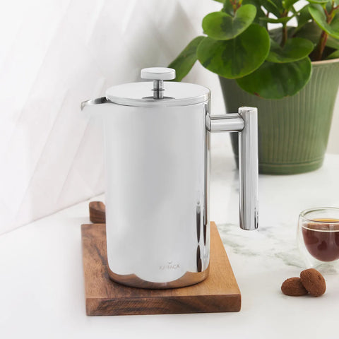 Karaca Stainless Steel Double Wall French Press, 1000ml, Silver