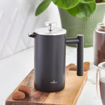 Karaca Stainless Steel Double Wall French Press, 350ml, Matte Black Silver