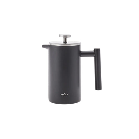 Karaca Stainless Steel Double Wall French Press, 350ml, Matte Black Silver