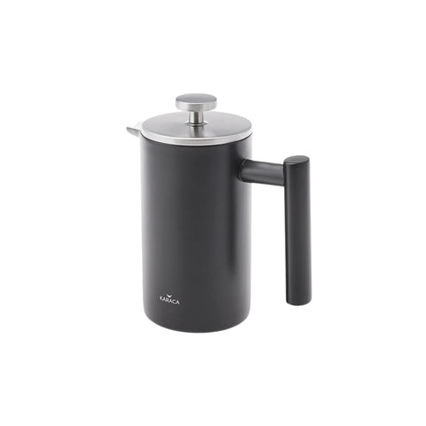 Karaca Stainless Steel Double Wall French Press, 1000ml, Matte Black Silver