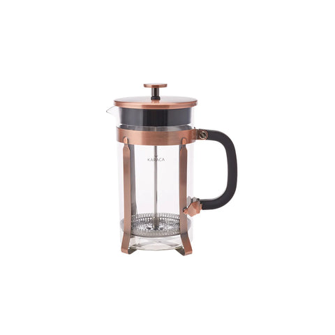 Karaca Borosilicate Glass Brushed Copper French Press, 1000ml, Copper Black