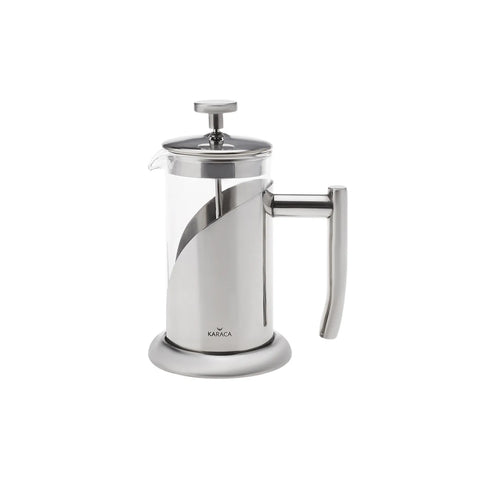 Karaca Borosilicate Glass Stainless Steel French Press, 350ml, Silver Transparent