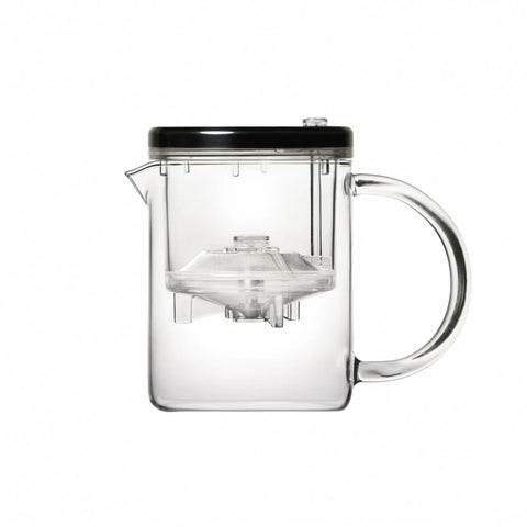 Karaca Brewy Glass Tea French Press, 350ml, Black Transparent