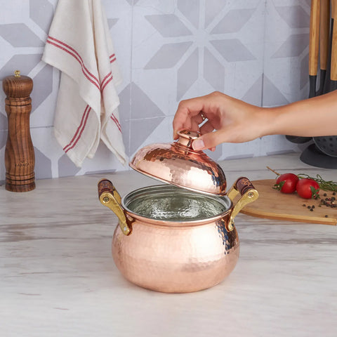 Karaca Mesopotamia Copper Stockpot with Lid, 16cm, Copper