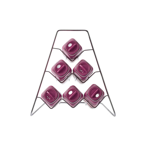 Karaca Horizon 6 Piece Glass Triangle Spice Grinder Set with Stand, 100ml, Purple