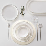 Karaca Streamline Gracio 59-Piece New Generation Bone China Dinner Set for 12 People, White Platinum