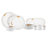 Karaca Streamline Quora 59-Piece Bone China Dinner Set for 12 People, White Multi