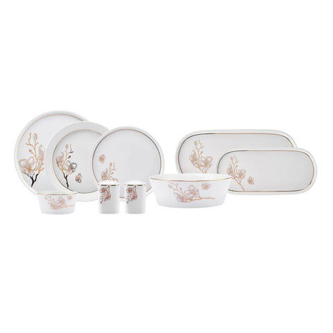 Karaca Streamline Cassini 59-Piece Bone China Dinner Set for 12 People, White Multi