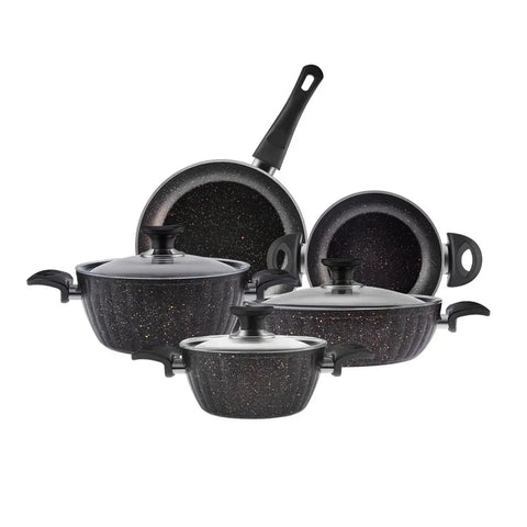 Karaca İnci Biogranite 8-Piece Cookware Set, Black